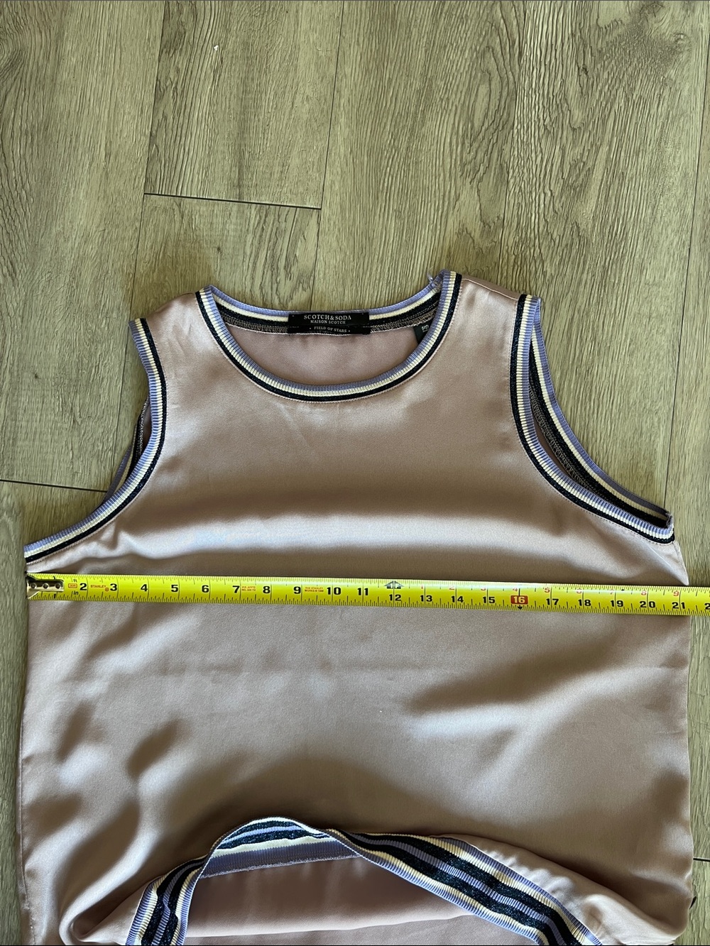 Scotch & Soda Field of Stars Pink Satin Varsity Top Sleeveless Metallic Trim L - Picture 11 of 13